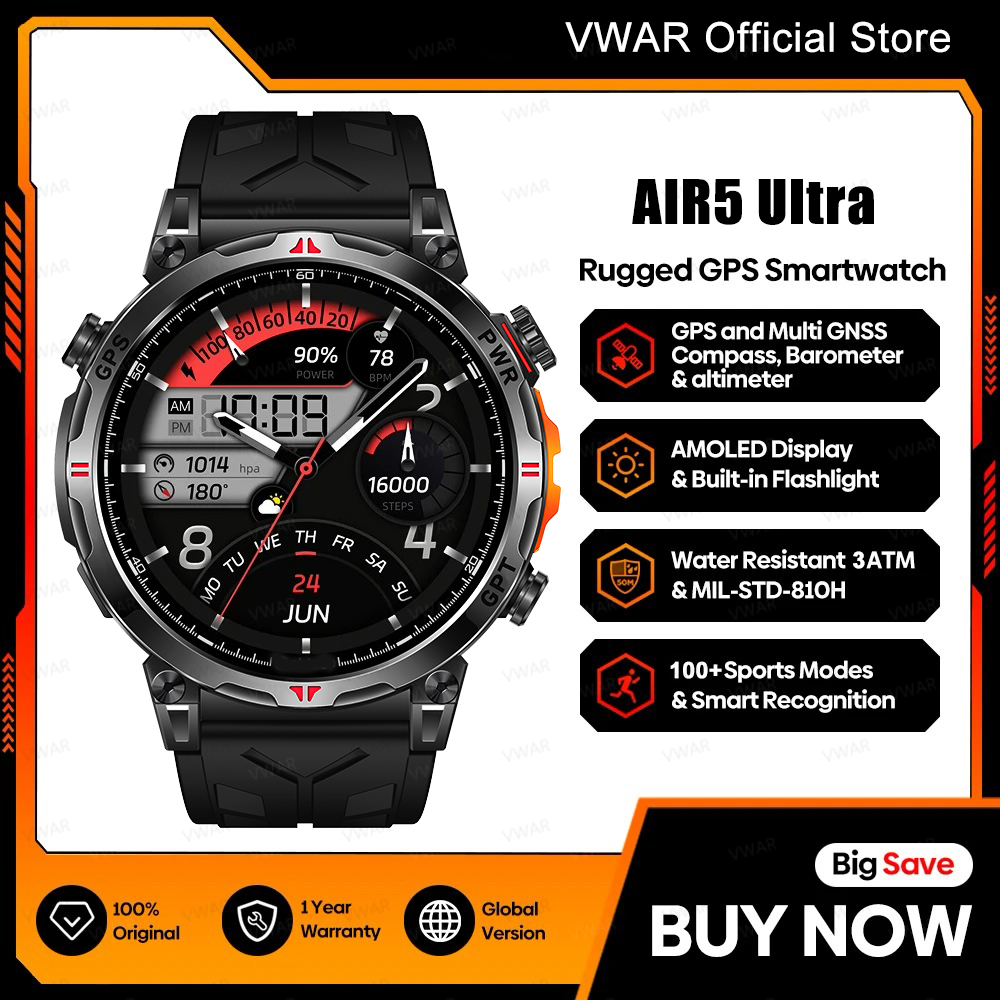Watch Vs Smartwatch - Smartwatch VWAR GPS 2025 z ekranem