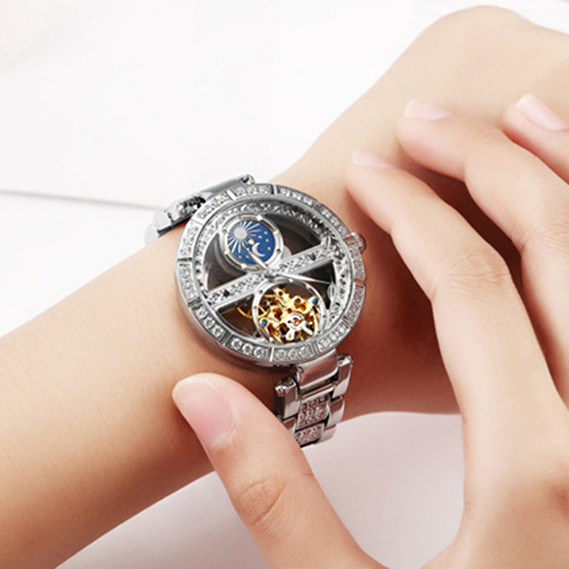Skeleton Mechanical Watch - Zegarek damski automatyczny damski luksusowy modny