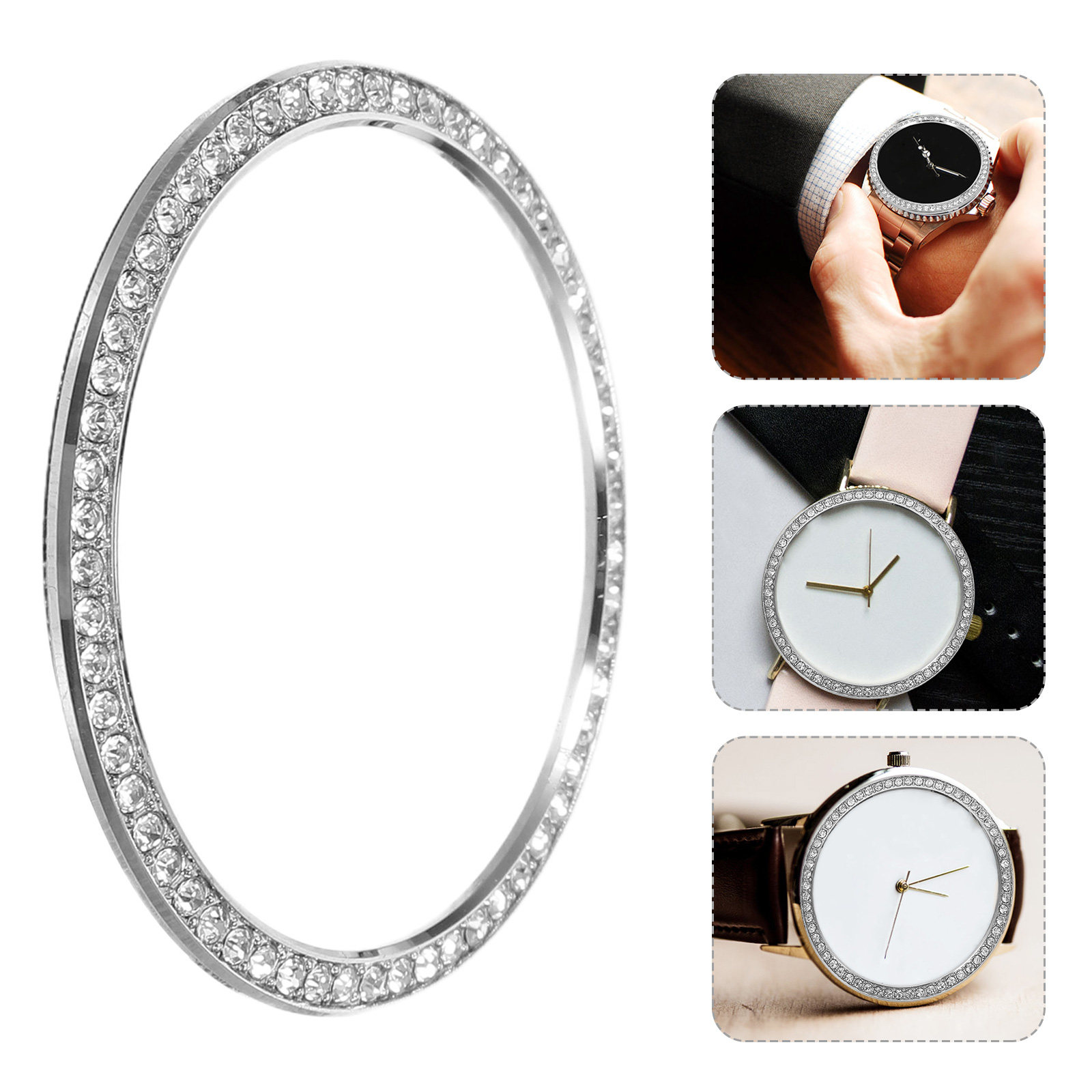 Smartwatch Ring Watches - Pierścień z diamentowym obramowaniem, inteligentny zegarek