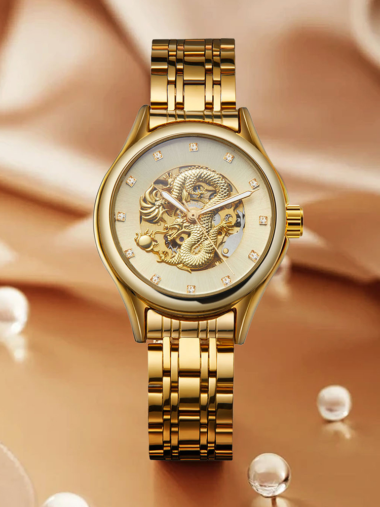 Skeleton Mechanical Watch - T-WINNER Luksusowy Zegarek Damski z Motywem