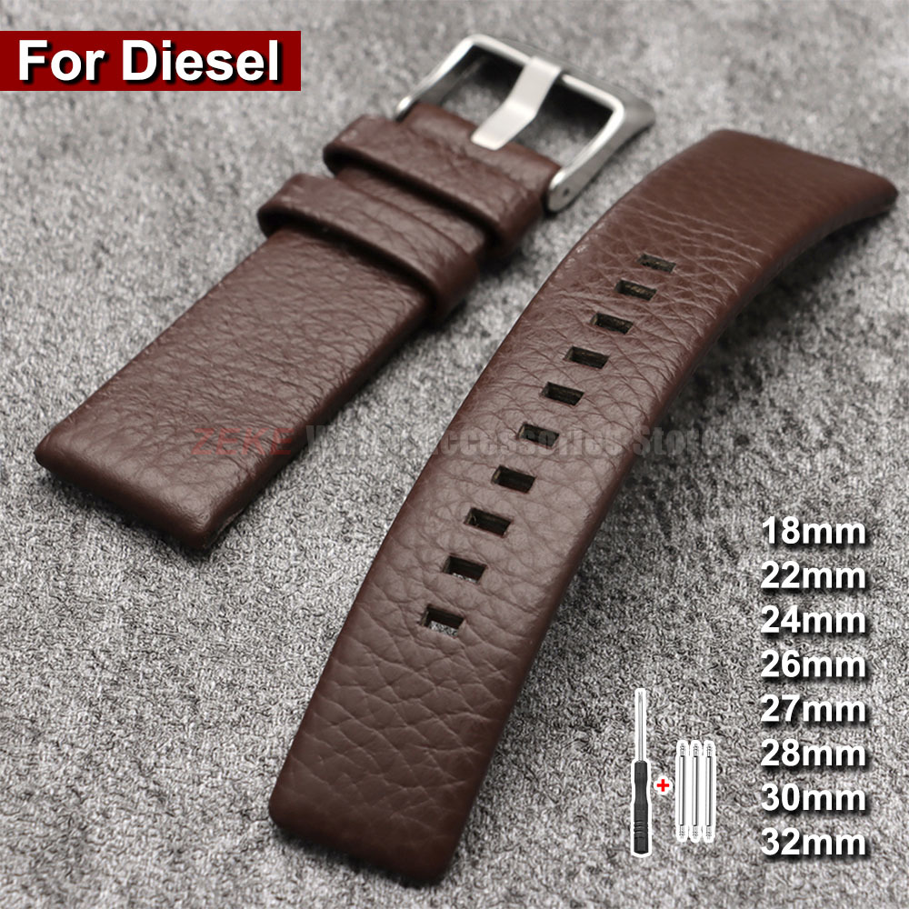 Diesel Watches Smartwatch - Pasek do zegarka z licziowej skóry