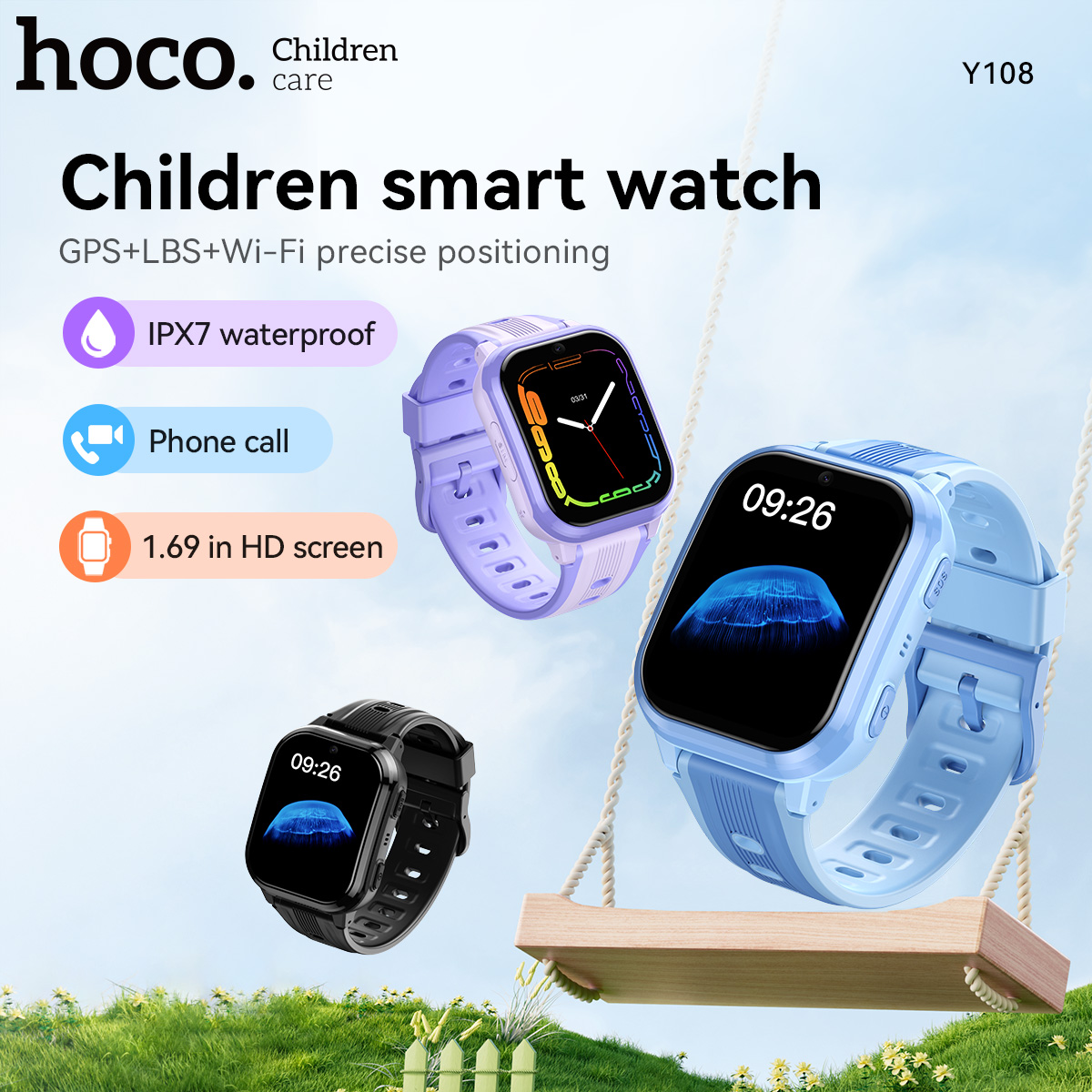 Smartwatch Watches For Boys - HOCO Y108 1.69-calowy zakrzywiony ekran dotykowy