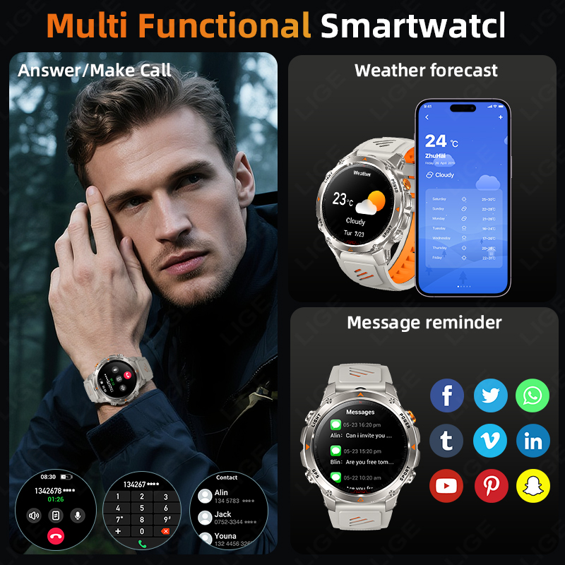 LIGE Wytrzymały Smartwatch z G – Smartwatch Watches For Men recenzja i cena